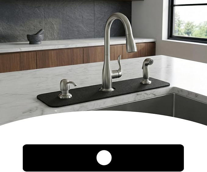 Cuttable Kitchen Sink Faucet Mat: 24" Lx4 W Splash Guard by EazziSwitch