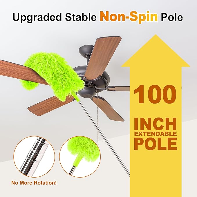 Tiumso Duster with Extension Pole 100 inch Extendable Reusable Dusters - Image 2