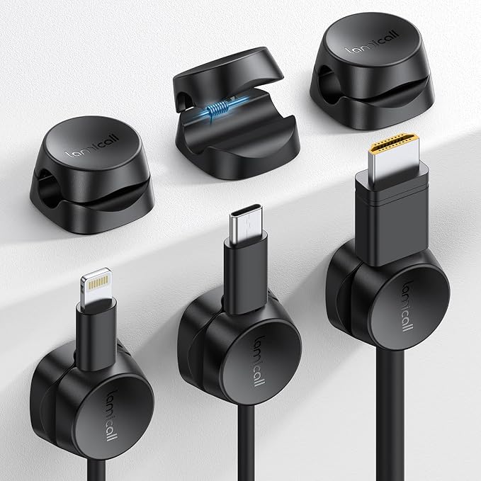 Lamicall 6Pack Cord Organizer, Spring Cable Holder Clips by Lamicall