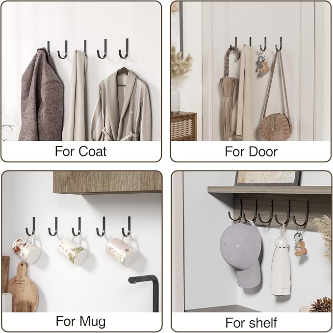 10-Pack 22LB Wall Hooks for Hanging Towel/Coat, for Outdoor, for Backpack - Image 6