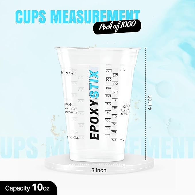 [Case Pack - 1000ct] 10oz Disposable Graduated Cups for Mixing Epoxy Resin - Measurements in mL and Oz - Multipurpose Reusable Paint, Epoxy, Stain, Liquid Mixing Cups