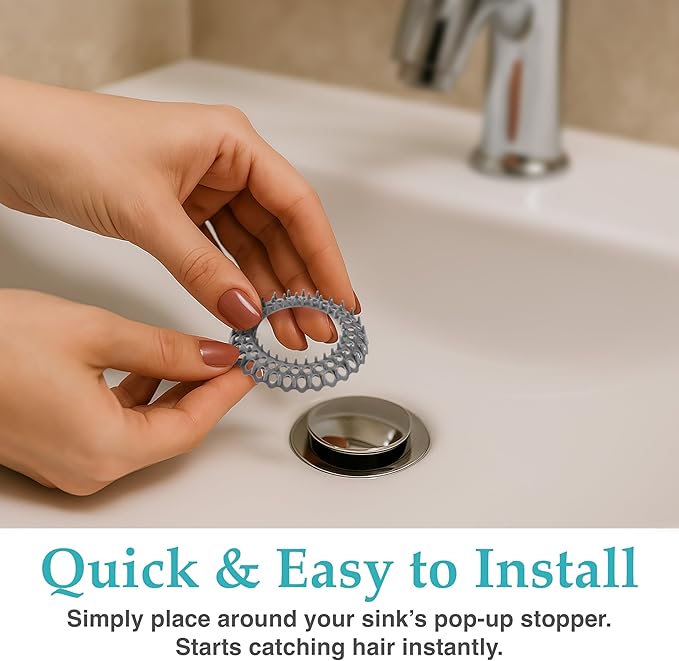Evriholder Vanity Sink Drain Saver, Catches Hair, Prevents Clogs, 12 Pack | - Image 3