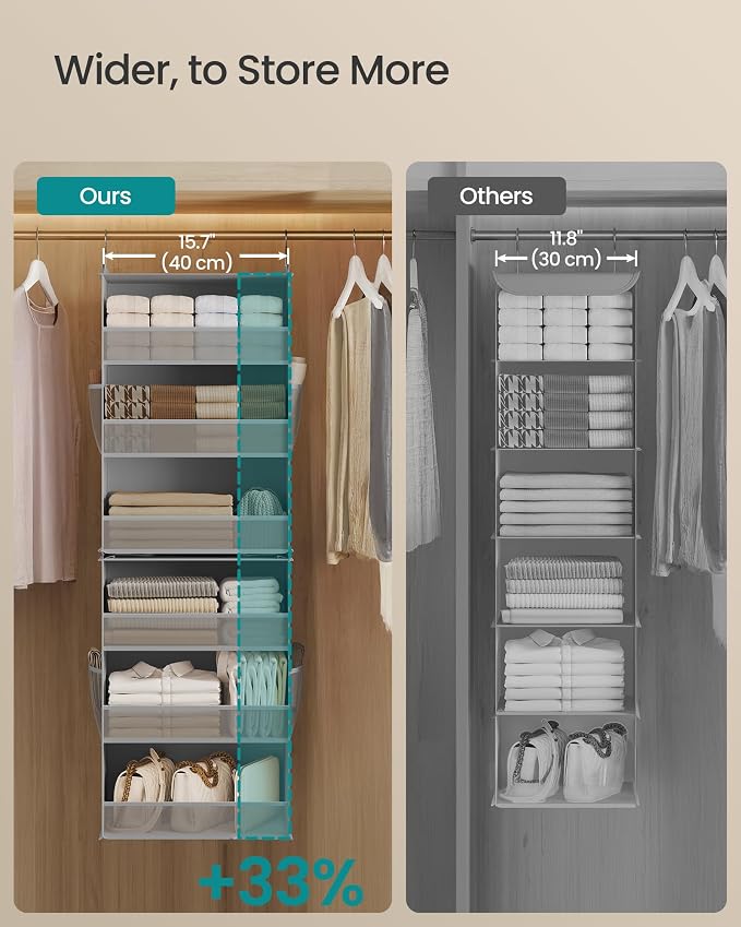 SONGMICS Widended Hanging Closet Organizer and Storage, Separable | Foldable - Image 4