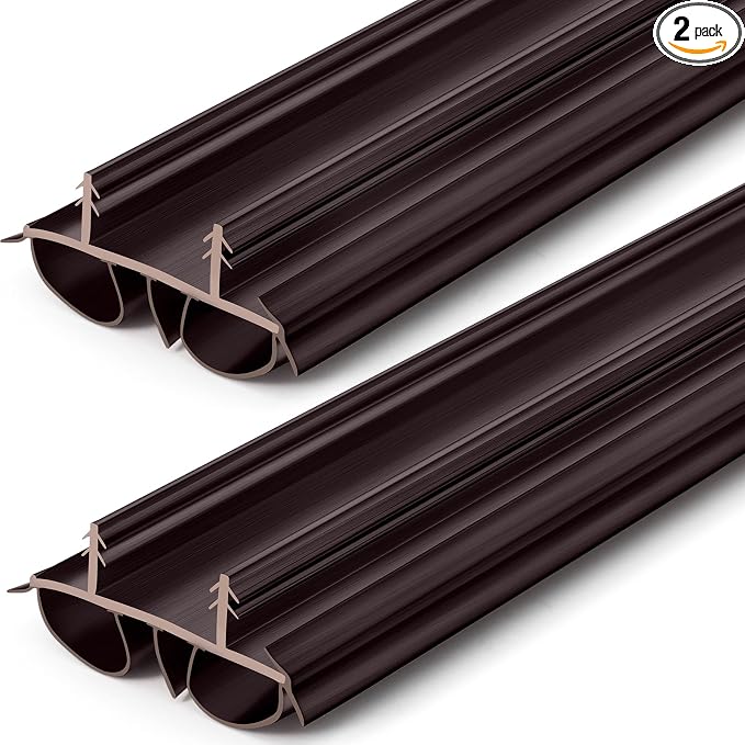 Pushglossy 2 Pcs 36" Kerf Door Sweep Double Bubble Kerf Brown | 1-3/4" Wide by Pushglossy