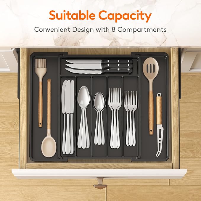 Lifewit Expandable Silverware Drawer Organizer, Kitchen Utensil Tray | BPA-free - Image 2