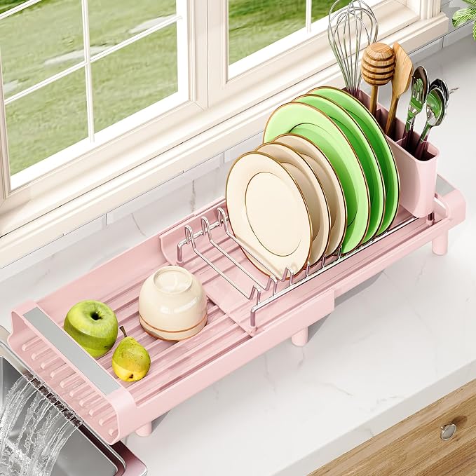 TOOLF Small Dish Drying Rack, Expandable and Space-Saving, Compact Design Fits - Image 8