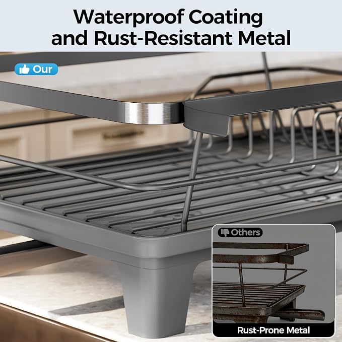 Urakify Dish Drying Rack for Kitchen Counter, 16.5" L x 12.2" W, Sink Dish Rack - Image 8