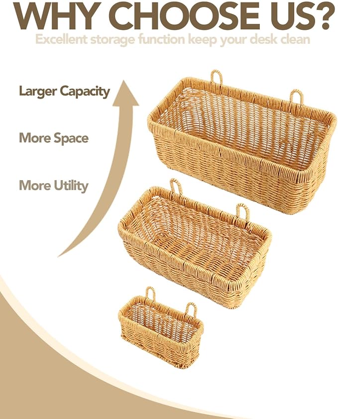 AceList Wall Hanging Basket, Boho Style Hand-Woven Hanging Storage Baskets - Image 9