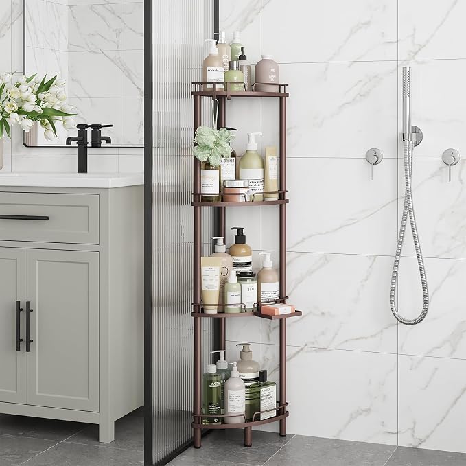 ELYKEN Corner Shower Caddy Standing, 4 Tier Metal Shower Organizer - Image 9