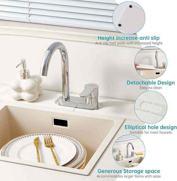 Stone Faucet Mat for Kitchen Sink Oval Hole Bathroom sink splash guard | - Image 4