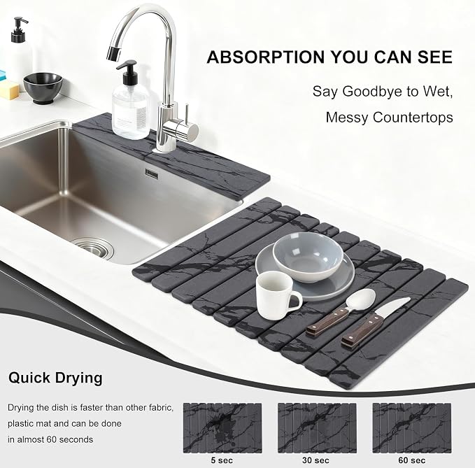 3 PCS Large Stone Dish Drying Mat - Image 5