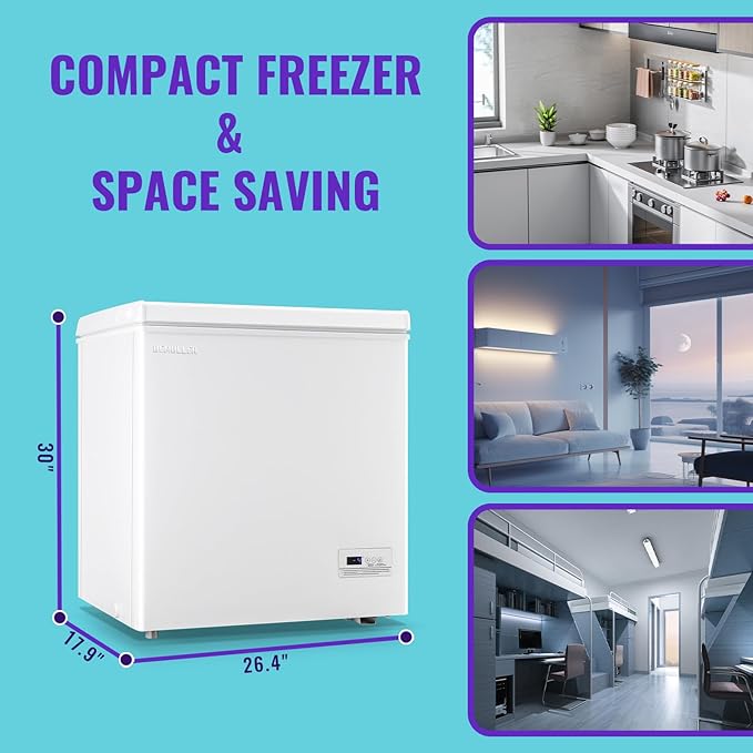 Large Capacity Chest Freezer Ultra-low Temp Compact Deep Freezers (Down to -11.2 ℉) with TWO Removable Baskets Accurate Display of Cabinet Temp Freestanding White