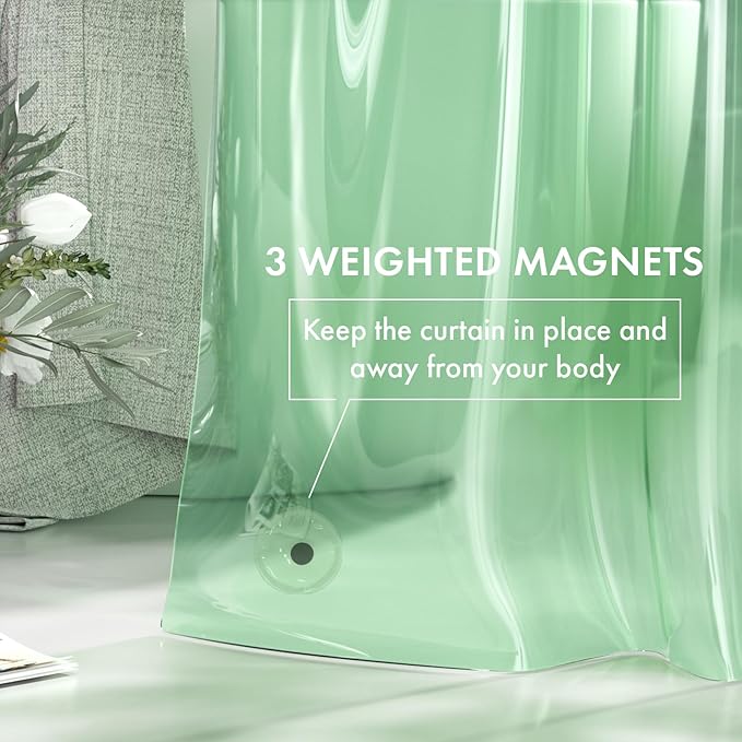 AmazerBath Shower Curtain Liner, 72x72 Transparent Mint Green Shower Liner - Image 4