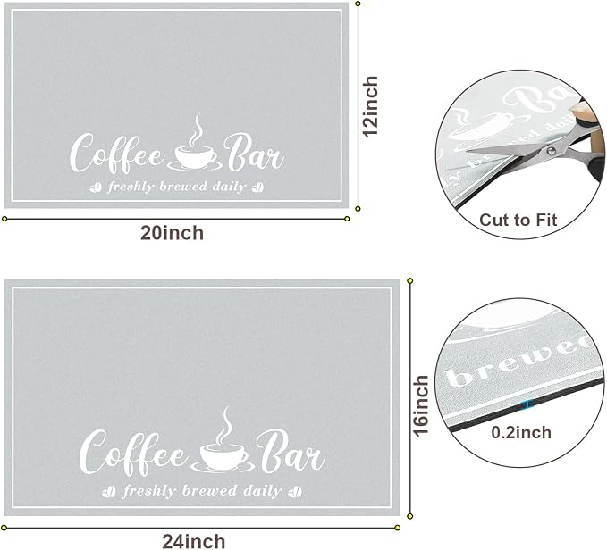 CooRug Fashion Coffee Mat, Dish Drying Mat 12" x 20" Light Grey | Hide Stain - Image 6