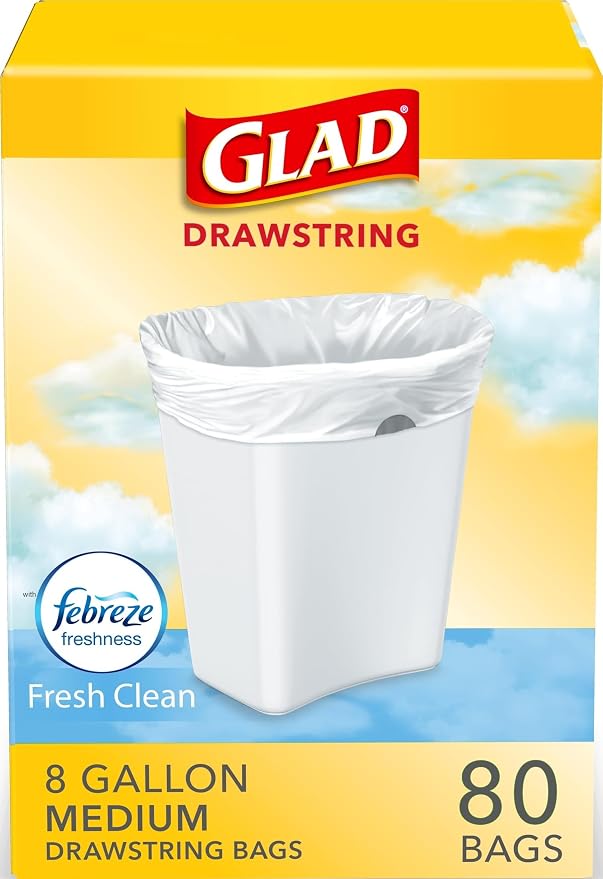 Glad Medium Drawstring Trash Bags, Rip and Tear Resistant, Fresh Clean Scented by GladTrashFoodStorage