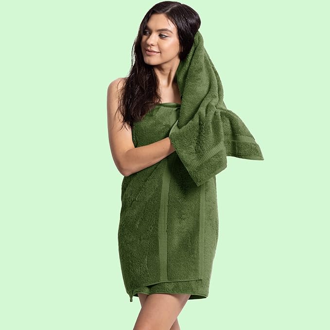Chakir Turkish Linens 100% Cotton 4-Pack Bath Towels 27x54, Moss | Premium - Image 2