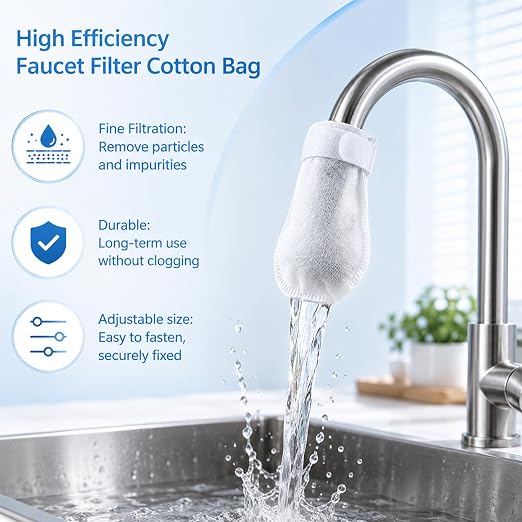 50 Pack High Density Faucet Filter, Splash Proof Cotton Pouch Kit, Tap Cartridge - Image 2