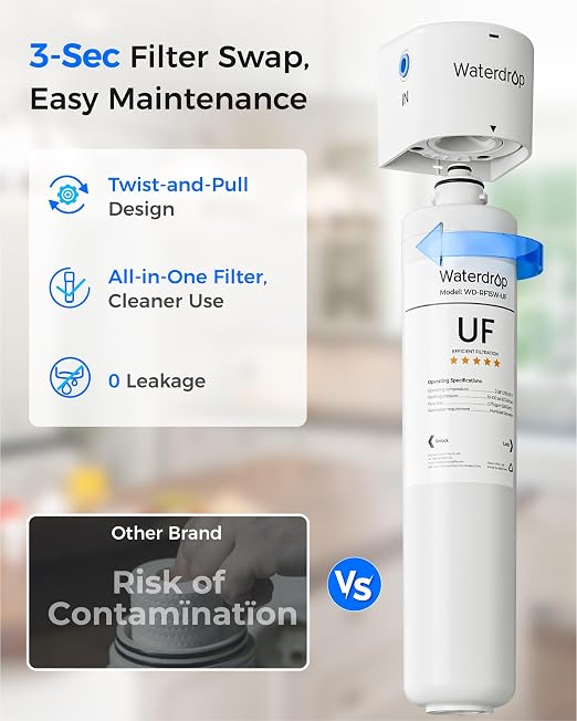 Waterdrop 15UAW-UF 0.01 μm Ultra Filtration Under Sink Water Filter System | - Image 8