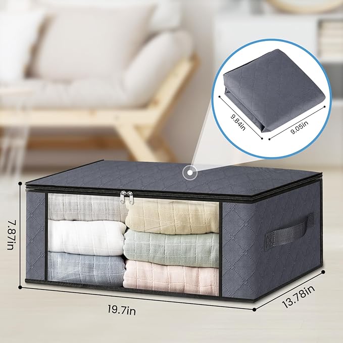 HomeHacks 8-Pack Clothes Organizer Storage Bags, 35L Storage Bins, Reinforced - Image 2