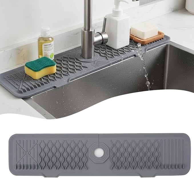 Silicone Faucet Handle Drip Catcher Beveled Drying Tray Mat Dish Soap Sponge by Unknown