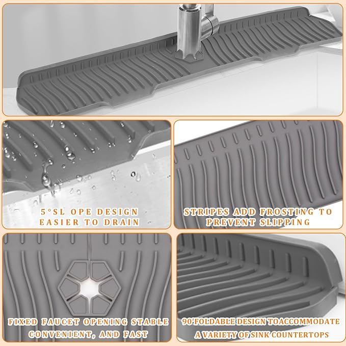 30 Inch Sink Splash Guard, Longer Silicone Sink Mat - Image 4