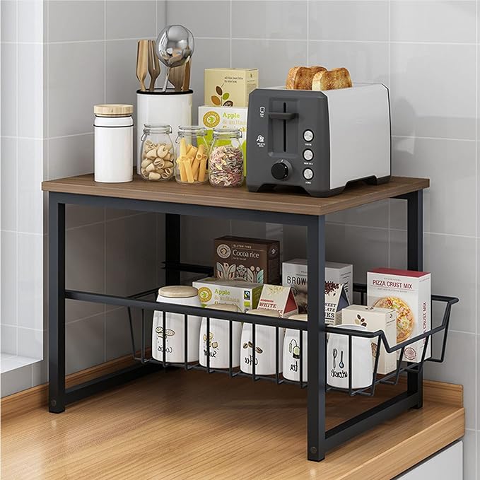 Microwave Storage Rack Microwave Oven Rack Stand Kitchen Counter Top Organizer Counter Toaster Storage Stand Dish Rack Utility Organizer Shelf Stand/51.5Cm, 30.5Cm
