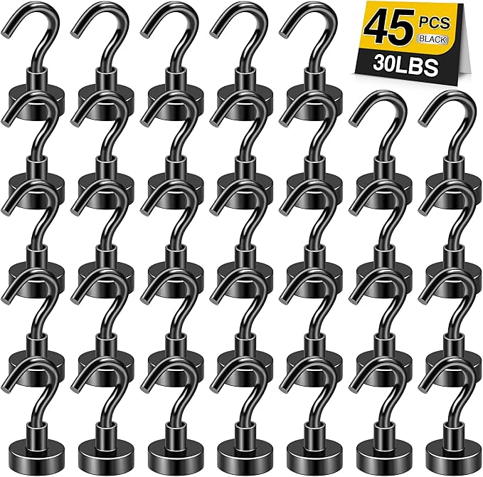 DIYMAG Magnetic Hooks 45pcs 30lbs Cruise Essentials 2026 Magnet Hook Black by DIYMAG