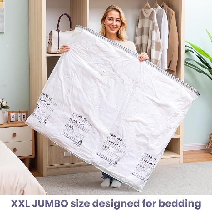 TAILI Vacuum Storage Bags 6 Pack, XXL Jumbo Size 47x39 Inch, Cream | XXL Large - Image 2