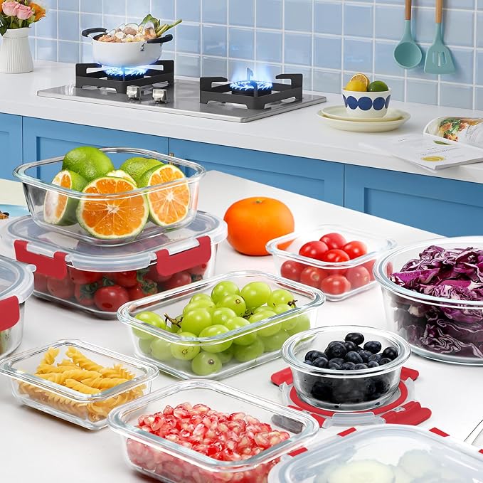VERONES 30 Pieces Glass Food Storage Containers Set - Image 7