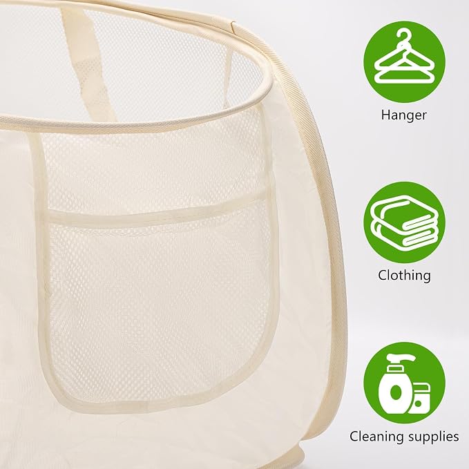 4 Pcs Pop Up Laundry Hamper 4 Colors Collapsible Horizontal Baskets - Image 3