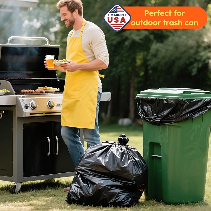 Delxo 55-60 Gallon Trash Bags, 38×58' Large Black Garbage Bags | 0.9 Mil Trash - Image 6