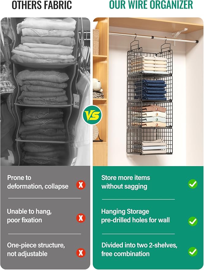 Hanging Closet Organizer, 4 Tier Metal Closet Organizers and Storage - Image 5