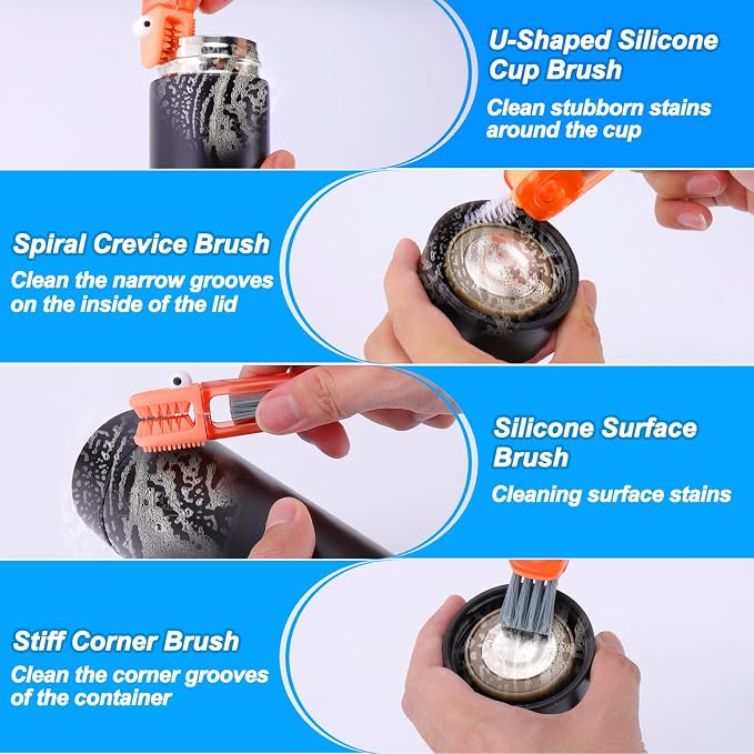4 in 1 Cup Lid Gap Cleaning Brush Kit, 3 Pack | Multifunctional Water Bottle - Image 5