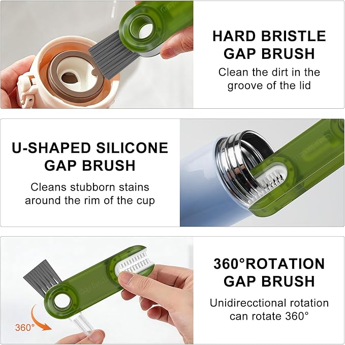 3 in 1 Cup Lid Gap Cleaning Brush Set, Mutipurpose Tiny Cup Holder Cleaner - Image 4
