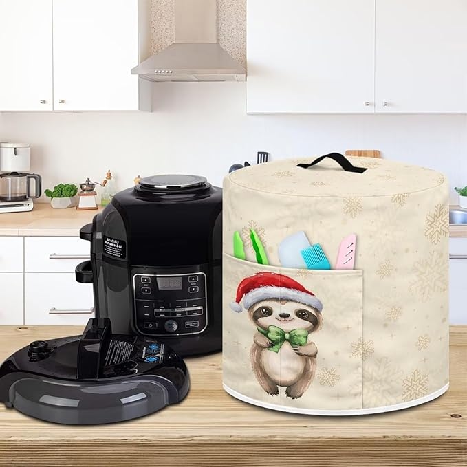 Christmas Tree Sloth Pressure Cooker Cover Instant Pot Accessories Instant Pot Kitchen Appliance Dust Cover with Pockets for Rice Cooker Air Fryer Slow Cooker Dust Covers for Kitchen Size S