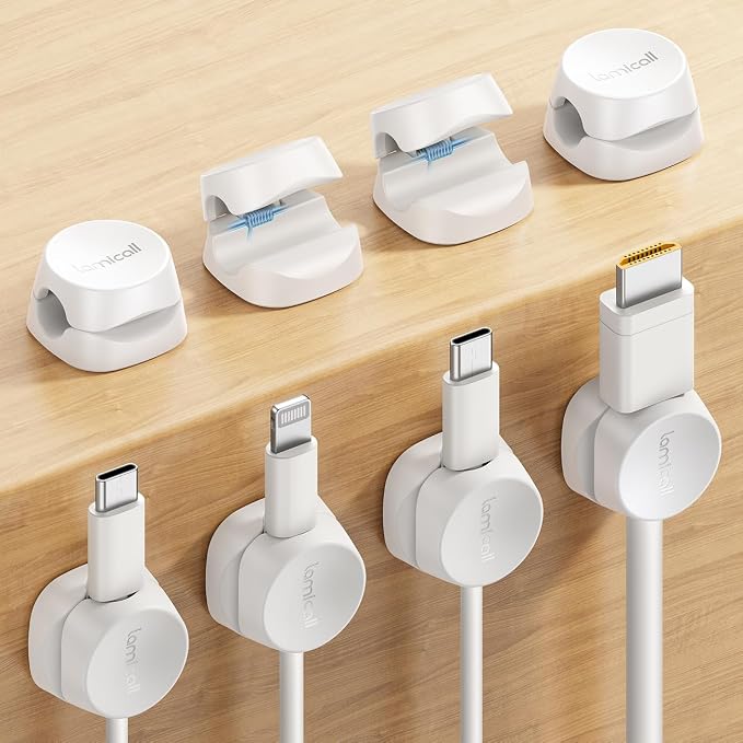 Lamicall 8 Pack Cord Organizer, Cable Management Clips | Spring-Powered Cord by Lamicall