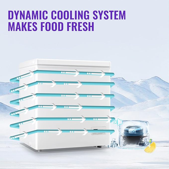 Large Capacity Chest Freezer Ultra-low Temp Compact Deep Freezers (Down to -11.2 ℉) with TWO Removable Baskets Accurate Display of Cabinet Temp Freestanding White