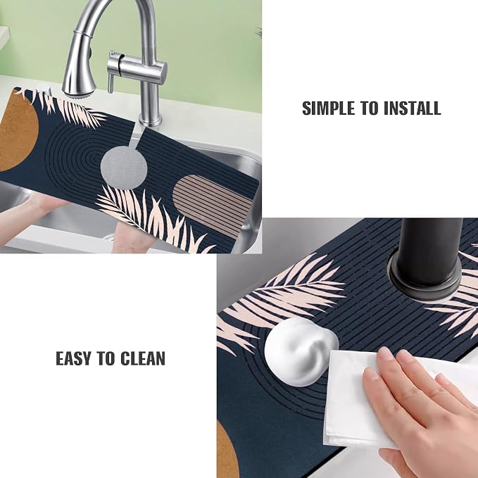 Sink Faucet Absorbing Mat, 2 Pack Drying Mat Around Faucet Sink Splash Guard - Image 4