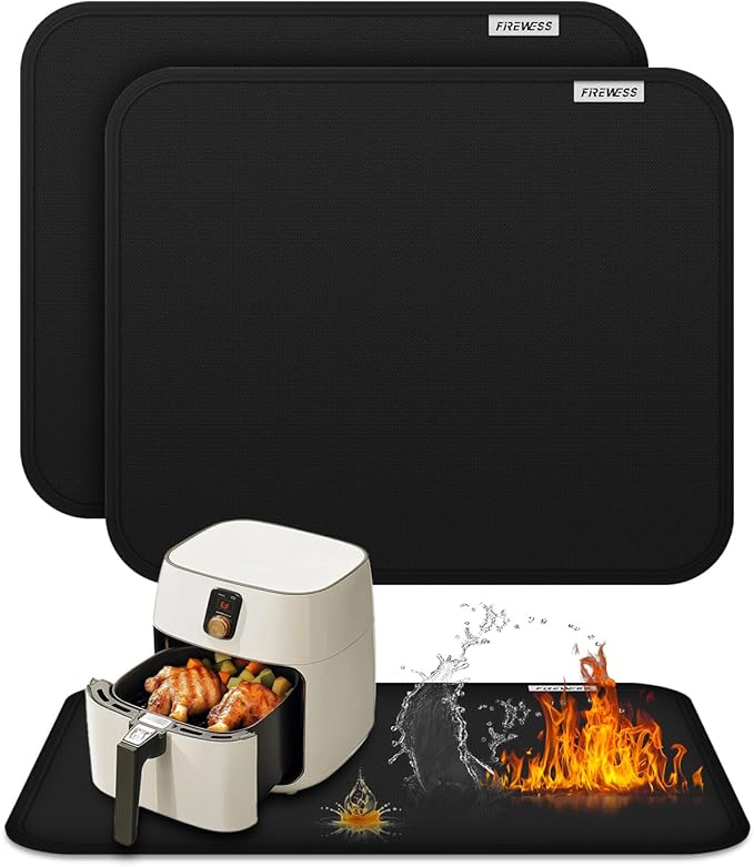 2pack Heat Resistant Mat for Air Fryer, 16x24in Heat Resistant Mat for Countertop, Silicone Kitchen Countertop Hot Pads for Air Fryer, Deep Fryer, Oven