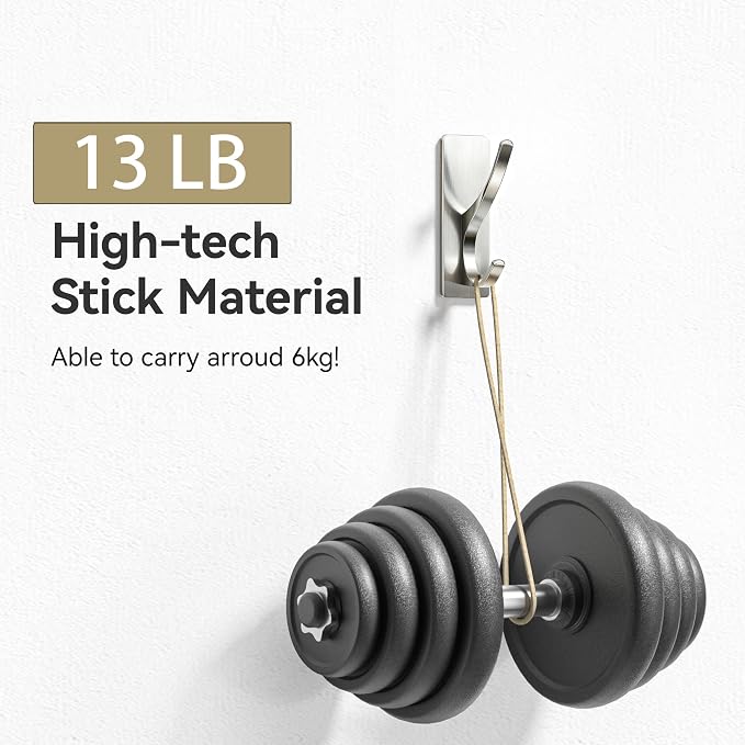 pickpiff Brush Nickel Self-Adhesive Hook, 13LB Hanger - Image 2