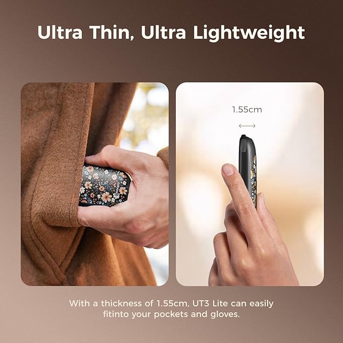 OCOOPA Magnetic Hand Warmers Rechargeable 2 Pack, UL Safety Heat 100-126°F, 3-Settings, Pocket-Sized, Max. 8 Hrs Long Lasting,Great for Raynauds, Golf, Hunting, Camping, Gifts for Men Women, UT3 Lite