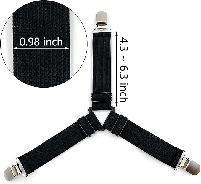 4PCS Bed Sheet Holder Straps – Triangle Adjustable Elastic Fasteners - Image 2