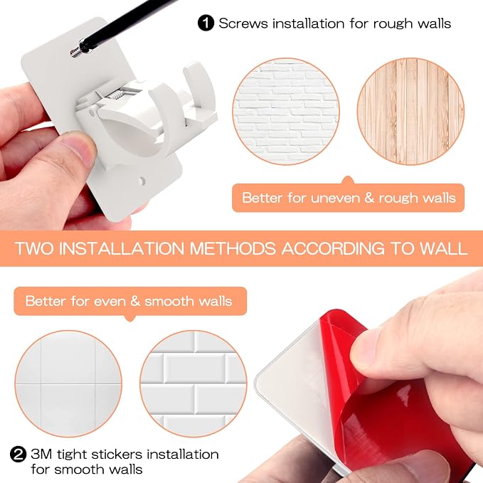 4PCS No Drill Curtain Brackets, Self-Adhesive Rod Holders, Universal Plastic - Image 5