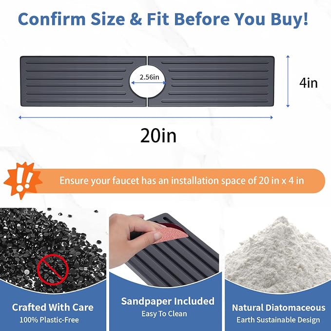 Kitchen Faucet Mat, Diatomite Sink Faucet Mat Splash Guard - Image 3