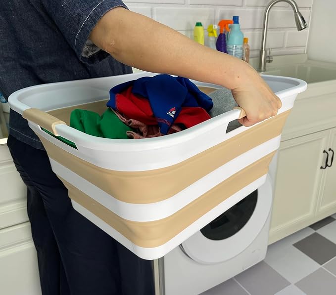 SAMMART 42 Collapsible Plastic Laundry Basket, Foldable Pop Up Storage - Image 6