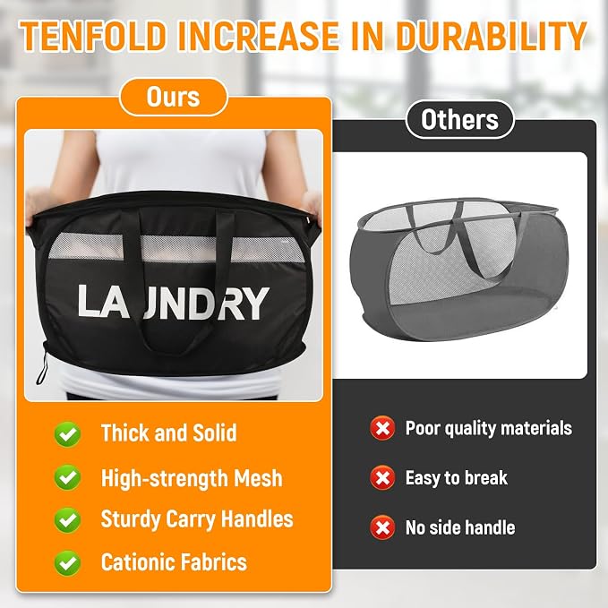 Collapsible Laundry Baskets, Tear-proof Dirty Clothes Hampers - Image 6
