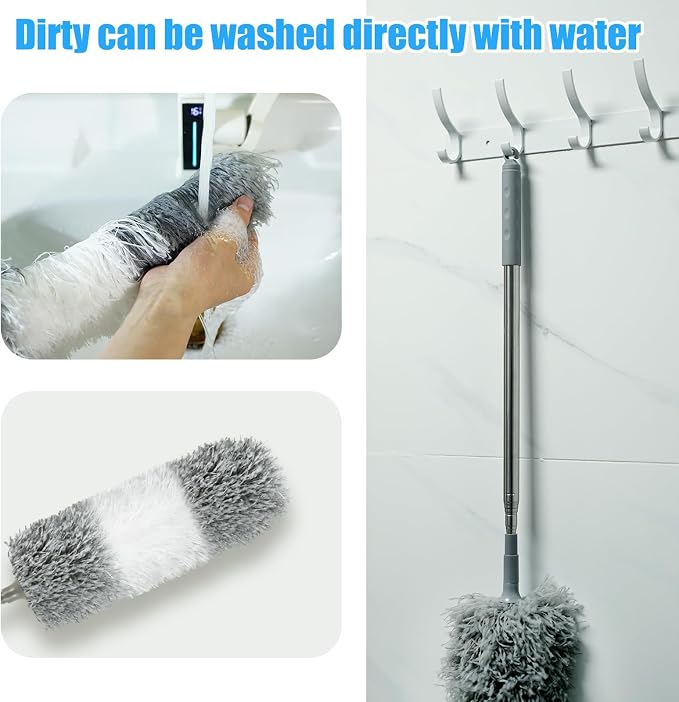 Microfiber Feather Duster, 110 Inch Extendable Telescoping Pole Duster - Image 6