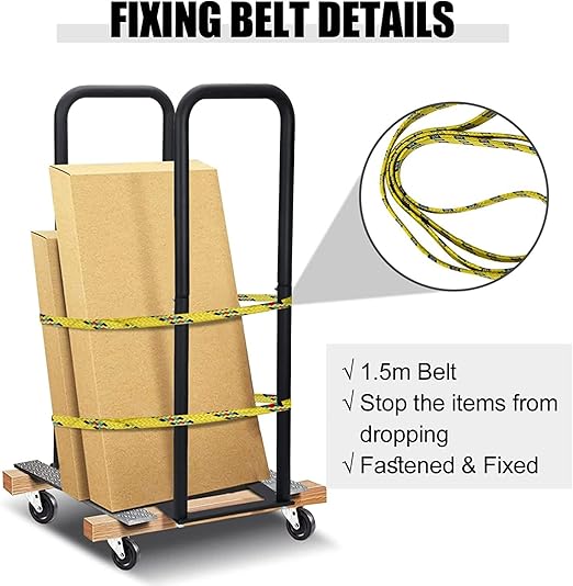 Drywall Sheet Cart, Heavy Duty Panel Dollies Cart with 4 Swivel Wheels, Handling Wall Panel, Sheetrock, Wood Panel, Rolling Dollies for Garage, Home, Warehouse,13x38x5