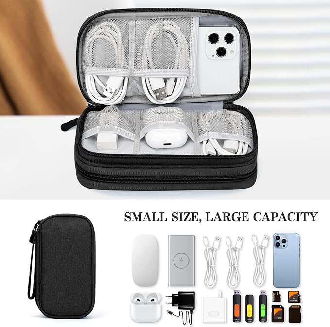 FYY Electronic Organizer, Travel Tech Pouch Bag, Cable Organizer Black | Wrist - Image 6