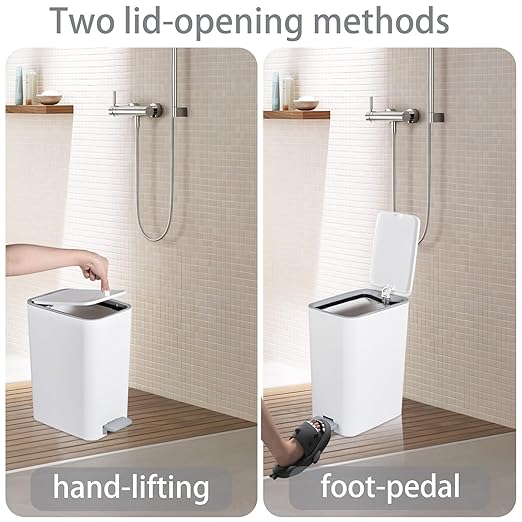 Small Bathroom Trash Can with Lid, 2.1 Gallon Slim Step Trash Can, Narrow - Image 3
